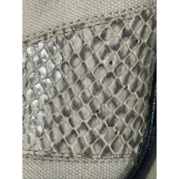 Cole Haan Canvas and Leather Lace-up Wedge Shoes Off-white & Blue | Women Size 6 - Picture 6 of 16